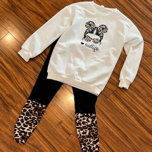 Kids Leopard Print Leggings and matching sweatshirt